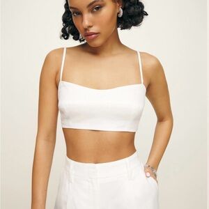 Reformation Amery Linen Cropped Top Size 4